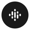 White Google Podcasts logo on a black circle.